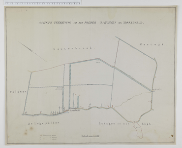 185-1 Kaart van de polder Rapijnen en IJsselveld door D.Ba